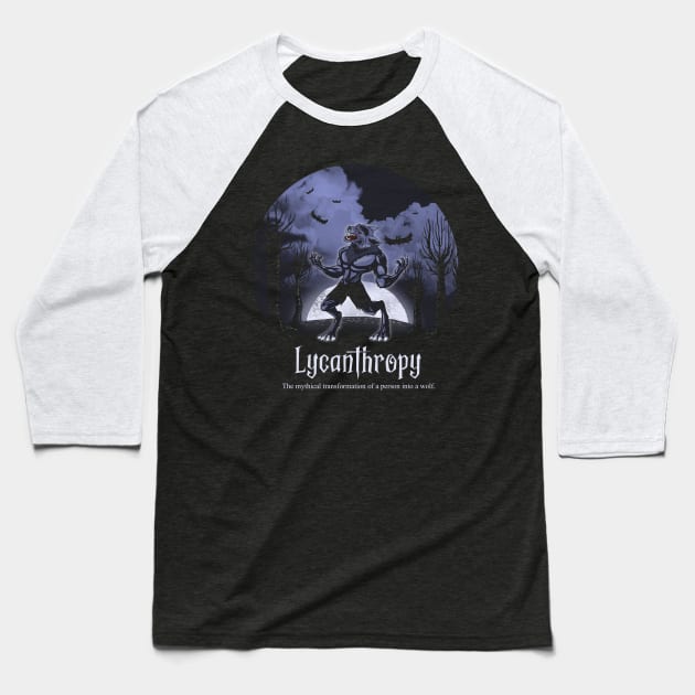 Halloween Wolf Lycanthropy Baseball T-Shirt by Jandjprints